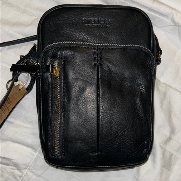 NWT! American Leather Co. black leather crossbody bag. - Picture 3 of 8
